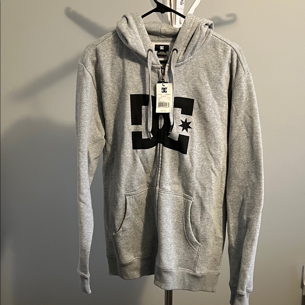 DC Men's Gray Zip-Up Hoodie